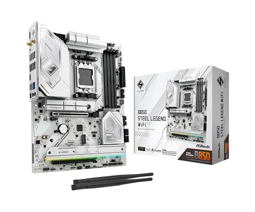ASRock B850 Steel Legend WiFi AMD AM5 ATX Motherboard, Supports AMD Ryzen 9000/8000/7000 Series Processors, DDR5 8000+ (OC), PCIe 5.0, 2.5G LAN, WiFi 7, 14+2+1 Power Phase