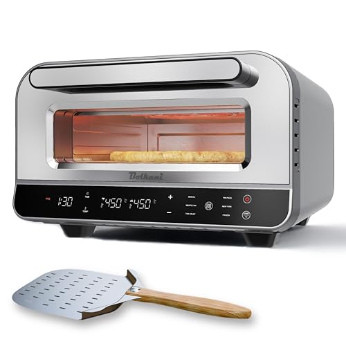 41jz j7E rL Bolkani Pizzaofen Elektrisch Mit Pizzastein Für Backofen &Amp; Pizzaschieber - 450°C Elektrischer Pizza Ofen - Elektro Pizzaofen Mit Timer, Innenbeleuchtung &Amp; Sichtfenster - Profi Steinofen Pizzaofen