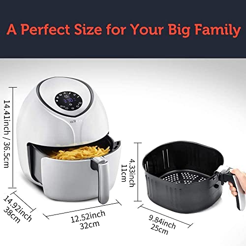 Ultrean Air Fryer 6 Quart, Large Family Size Electric Hot Airfryer XL Oven Oilless Cooker with 7