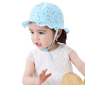 iHomey Baby Toddler Girls Large Brim Sun Hat with Chin Strap Cotton UPF 50+ Bucket Hat