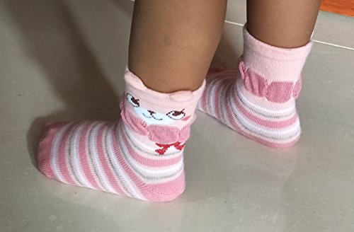 Deluxe Anti Slip Non Skid Crew Dress Socks With Grips For Baby Toddler Kids Girls (24-36 Months, 12 designs/RG-72627)