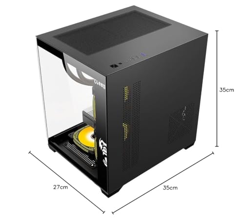 Gabinete Gamer CLANM Grodd Night com 5 Fans RGB, Vidro Temperado, Micro ATX Mini ITX, Airflow Otimizado, GPU 320mm, Preto