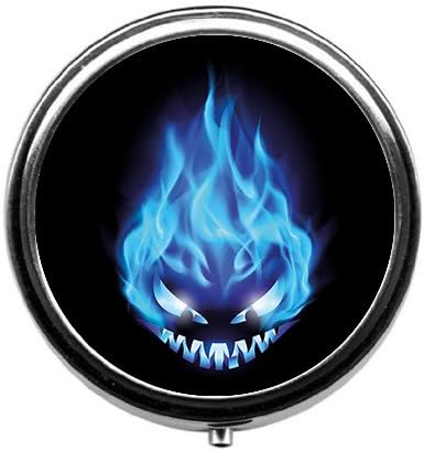 Newing Flame Devil Round pill box/pill case-3 Compartments for Keeping Pills Separate pill box/pill case