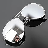 SUNROLAN New Horizon Aviator Large Metal Frame Non-Polarized Sunglasses fh3025 Silver Frame-Transparent 7#