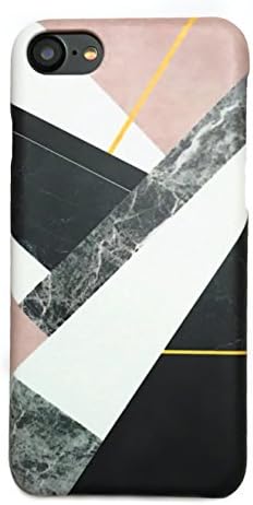 iphone 7 Case, CaseCarnival Pink White Marble Geometric Gold Black Slim Fit Protective Matte Hard Case for iPhone 7