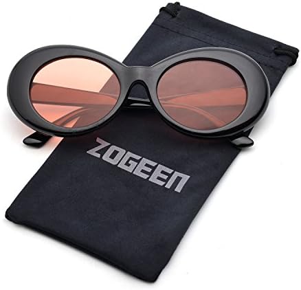 ZOGEEN Bold Retro Oval Mod Thick Frame Sunglasses Clout Goggles with Round 1212(Black&amp;Red)