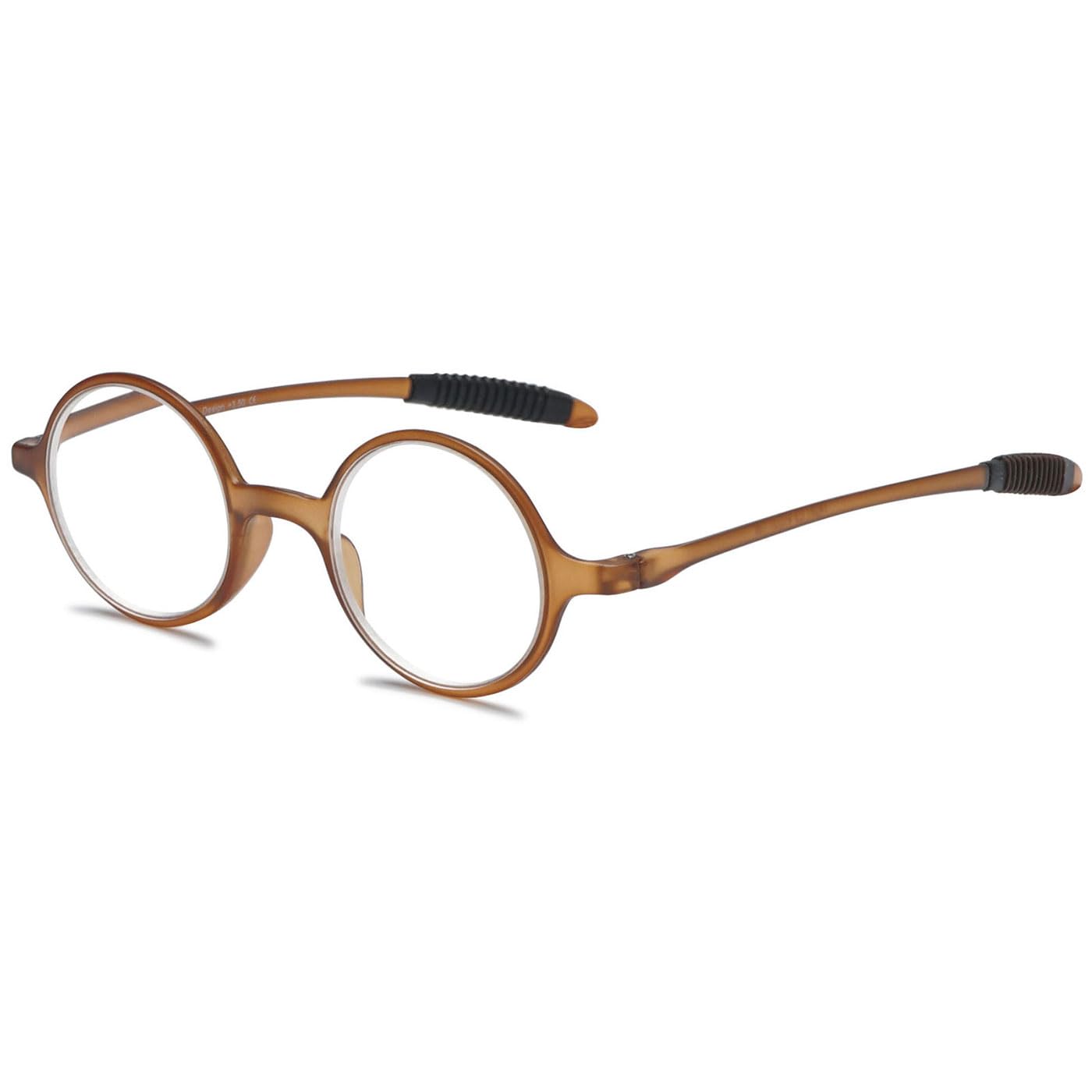 ABETOS Small Round Reading Glasses Retro Vintage Computer Readers for Men Women TR90 Flexible Lightweight Eyeglasses 1.0 1.25 1.5 1.75 2.0 2.25 2.5 2.75 3.0, Brown 1.5 — image 1