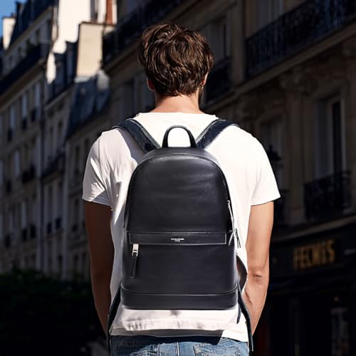 David Jones - Men's Backpack – Medium Backpack, 13 Inches Laptop Laptop PU Leather – Daypack Backpack Casual Elegant – Multifunctional Work School Travel Daily – Black