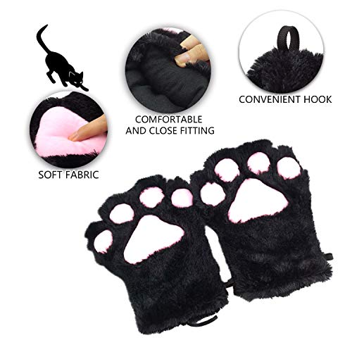 Cat Cosplay Costume Kitten Tail Ears Collar Paws Gloves Anime Lolita Gothic Set Black - Thumbnail 2