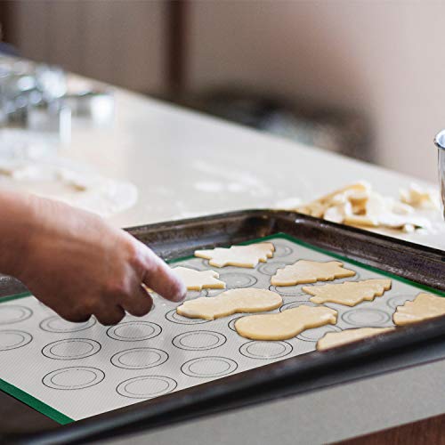 Silicone Baking Mat,Elegant Life Macaron Baking Mats Set of 2 Non-Stick Half Sheet,Non Stick Silicon Liner for Bake Pans & Rolling,Macaron, Pastry, Cookie, Bun, Brioche, Bread Making