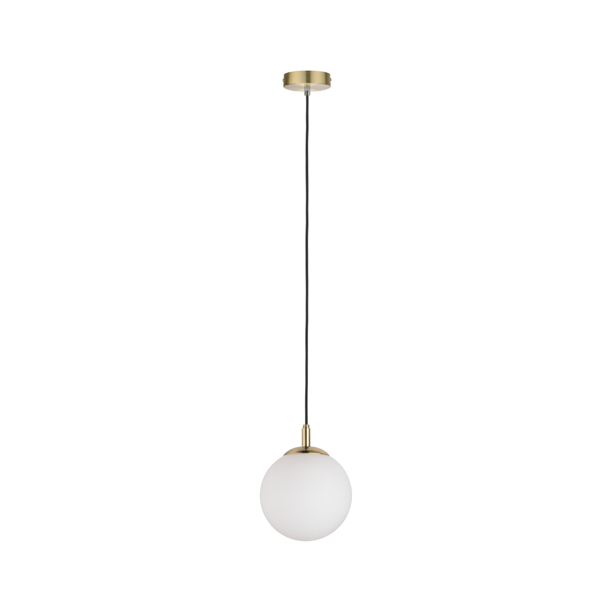 Paulmann Nordic Menja Pendant Lamp, Max. 1x20W, E27, White/Brushed Brass, 230V, Glass/Metal, Dimmable, 21cm(L) x 21cm(W) x 110cm(H), Living Room