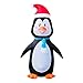 Holidayana Christmas Inflatable Giant 8 Ft. Penguin In Santa Hat Christmas Inflatable Featuring Lighted Interior / Airblown Inflatable Christmas Decoration With Built In Fan And Anchor Ropes