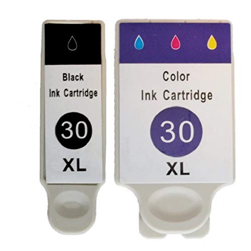 2 High Capacity Non Oem replacement Compatible with Kodak 30XL Compatible Ink Cartridges Combo Pack 30 Black + 30CL Colour For ESP C110 ESP C310 ESP C315 ESP Series C100 ESP Series C300 ESP Office 2150 ESP Office 2170 ESP Office Series 2100 Hero 3.1 Hero 5.1 AIO Printer