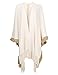ZLYC Women's Shawl Wrap Open Front Fringe Poncho Cape Sweater Coat Cardigan (Beige-1)