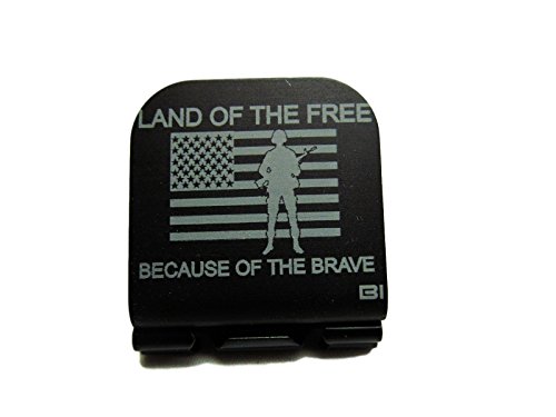 Land Of The Free Because Of The Brave With Am Flag Laser Etched Hat Clip Black