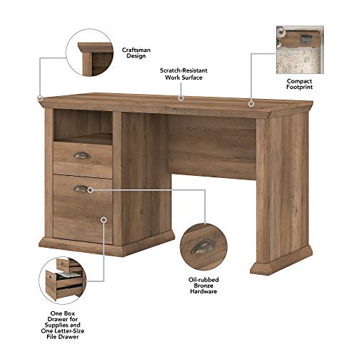Bush Furniture Yorktown Home Office Desk with Storage, 50W, Reclaimed