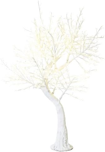 Arclite NBL-200-3 Cherry Blossom Tree with Leaves, 7' Height, with White Trunk, Clear Crystals and Warm White Lights