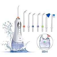 Cordless Water Flosser Teeth Cleaner - Miss Gorgeous Professional Dental Oral Irrigator with 300ml Water Tank Portable and Rechargeable IPX7 Waterproof 3 Mode USB Rechargable with 7 Jet Nozzles