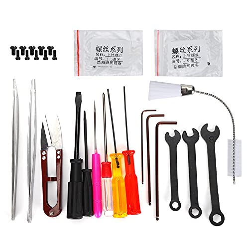 Overlock Sewing Machine Tool Kit Professional Stainless Steel Repair Accessories Set with Straight Curved Tweezers Screwdrivers Wrenches Scissors for Household Serger Service