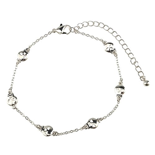 Skull Charm Silver Plated Bracelet Anklet