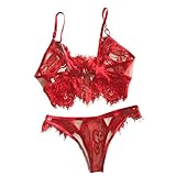 FAPIZI ♥ Lingerie ♥ Women Lingerie Lace Dress Babydoll Underwear Nightwear Sleepwear G-string (M, Red)
