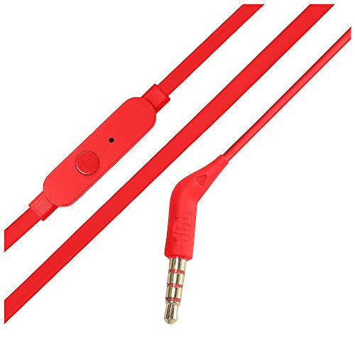 JBL Tune 110 in-Ear Headphones with Pure Bass, Mic & Tangle Free Flat Cable (Red)