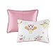 Comfort Spaces Pattern Kids Bedspread Mini Set-2 Piece-Pink White-Teens/Girls-Owl Print-Twin Size, Includes 1 Quilt, 1 Sham, Multi