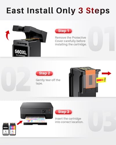 560 561 Cartridges PG-560XL CL-561XL Replacement for Canon Printer Cartridges 560 561 | Compatible with Canon Pixma TS5350 TS5351 TS5352 TS5353 TS5355 TS7451 TS7450 Printers (Black, Colour, 2-Pack)