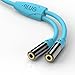 PlugLug - 3.5mm Audio Splitter Cable (Blue) 3.5mm Male to two Port 3.5mm Female - Compatible with iPhone, Samsung, LG Smartphones, Tablets, MP3 players, Bluetooth Speakers, and with Mic function