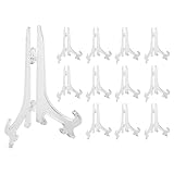 Super Z Outlet 5" Clear Plastic Easels or Stand/Plate Holders to Display Pictures or Other Items at Weddings, Home Decoration, Birthdays, Tables (12)
