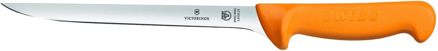 Victorinox Küchenmesser Swibo Fischmesser Normaler Schliff flex gelb 20 cm Klingenlänge Messer, Stahl, Schwarz