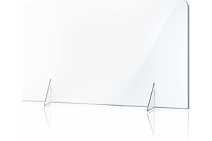 YUESUO NO Cutout Sneeze Guard Panel for Counter and Desk,Portable Clear Acrylic Shield No Opening,Protective Plexiglass Shield Without Opening for Office,School,and Retail Store,42 inch Wx24 inch H