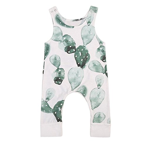 Baby Boys Girls Cactus Printed Sleeveless Romper One-piece Bodysuit Jumpsuit