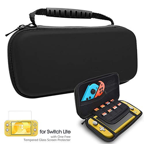 Carrying Case for Nintendo Switch Lite with Screen Protector,Donobi Protective Travel Case with 8 Game Slots and Portable Hard Shell Travel Pouch Storage for Switch Lite Console & Accessories-Black - Thumbnail 7