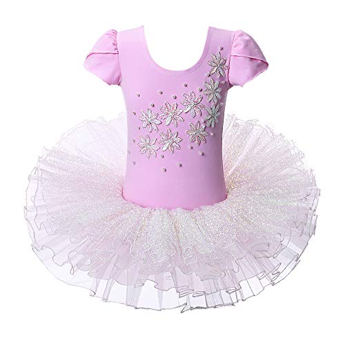 image for BAOHULU Leotard for Girls Ballet Dance Short Sleeve Full TulleTutu Ski