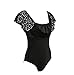 Hallegave Women Sexy Ruffle Off-The-Shoulder One-Piece Swimsuit Hollow Out Bikini (Large, Black1)