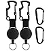 Hamowtux Multifunctional Retractable Badge Holder Reel with Belt Clip, Steel Wire Cord and Key Ring, Self-Retracting Key Chain, Multipurpose Carabiner and Parachute Cord, Black, GL