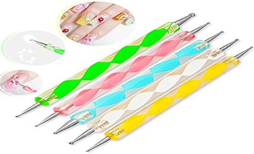 Nail Art Dotting Pen 5pcs Dual End Drawing for UV Gel Nail Polish Carving Modeling Tool