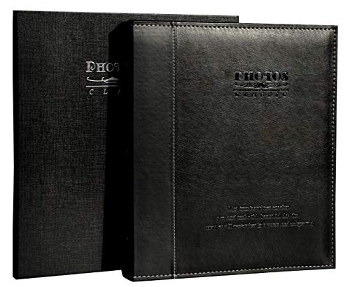 Zoview Leather Photo Album Holds 3X5, 4X6, 5X7, 6X8, 8X10 Photos, Dust-Free, Air-Free, and Waterproof, Hand Made DIY Albums (Black, Medium)