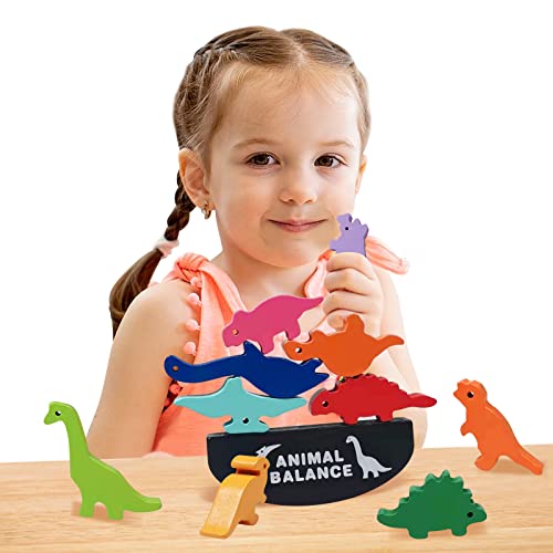 DiYiMi Dinosaur Toys for Kids 35 Years Old Boy Girls Wooden Stacking