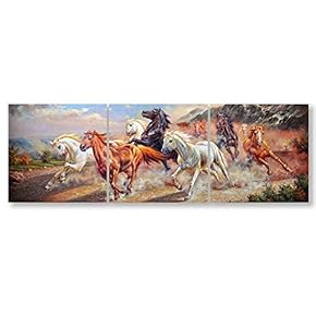 3 Panel Running Horse in Desert Painting Wall...