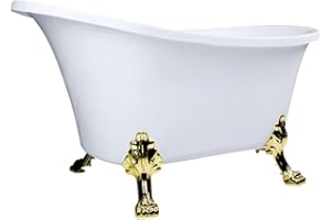Kingston Brass VTND512824WAC2 Aqua Eden 51-Inch Acrylic Clawfoot-Tub, No-Faucet Drillings, White/Polished Brass