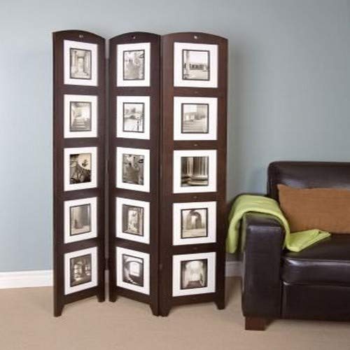 kieragrace Triple Panel Floor Photo Screen, 33 by 64.5-Inch, Holds 15-5 by 7-inch Photos, Espresso