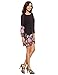 Floerns Women's Floral Print Chiffon Sleeve Round Neck Casual A-line Shift Dresses, Black, XL
