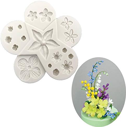 Flower Leaf Shape Silicone Fondant Mold DIY Sugarcraft Cake Decorating Molds Cupcake Chocolate Mould Kitchen Baking Tools (1-Flower and Leaf)