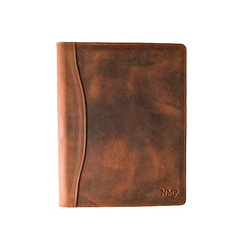Personalized Portfolio - Handcrafted Leather Portfolio, Monogrammed Rustic Heavy Duty Cow Hide Legal Pad Folio - Marshall
