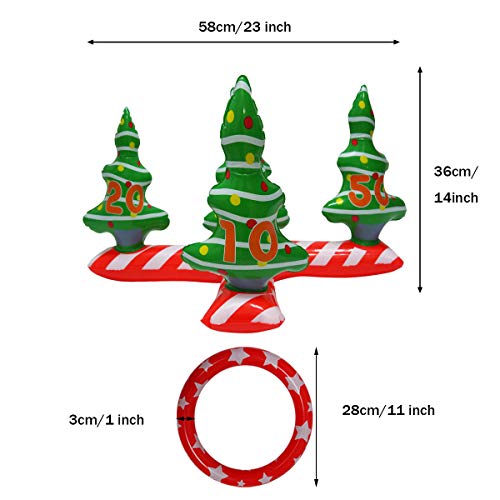 YHSBUY Inflatable Christmas Tree Ring Toss Games Set with 4 Ring Winter Holiday Toys Christmas Party Game Family Indoor Outdoor Game Include Handle Pump
