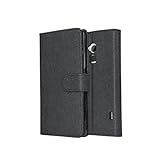 SOJITEK HTC One Max T6 Black Color Leather Wallet Case with Stand / Card & Money Pockets, ID Window Slots Pouches / Magnetic Flap