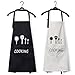 2 Pack Cooking Apron with Pockets, Waterproof Black and White Kitchen Apron, Adjustable BBQ Apron for Women Men…