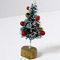 DOLLHOUSE Tiny Decorated Brush Tree Christmas Taylor Jade red, gold, clear w sno